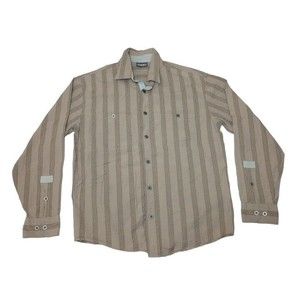 Cabela's Men's‎ Large Shirt Button Up Long Sleeve Striped 100% Cotton